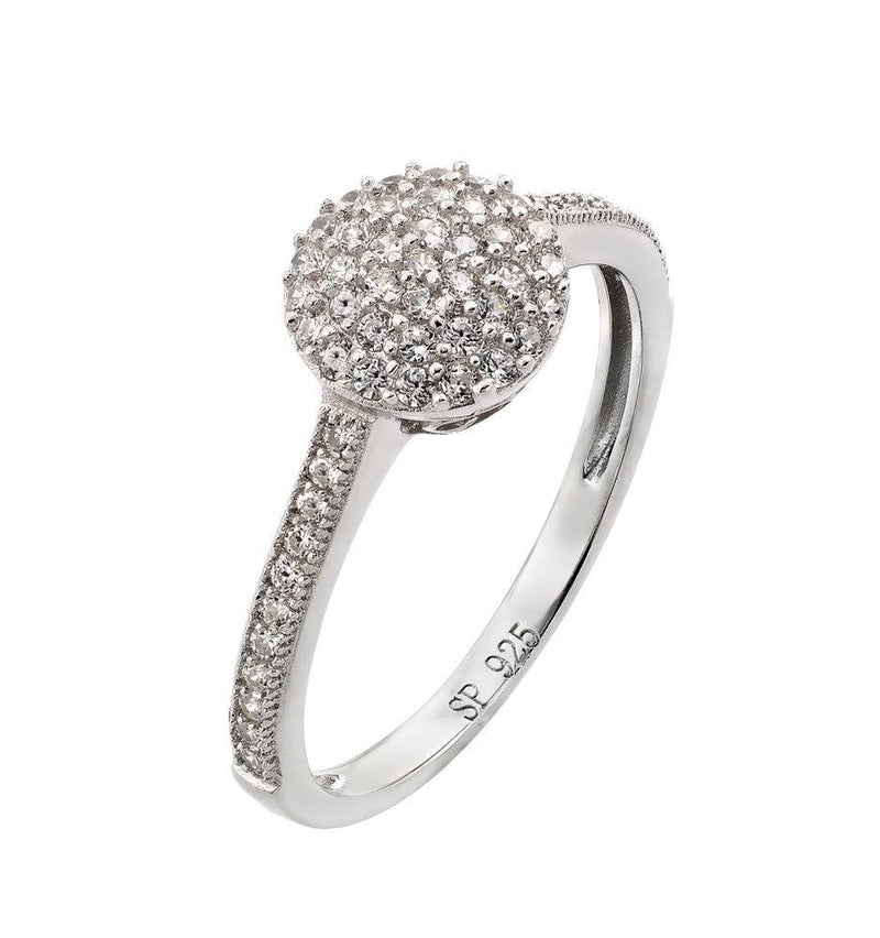 Silver 925 Rhodium Plated Round Clear CZ Ring - STR00925 | Silver Palace Inc.