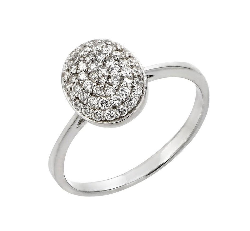 Silver 925 Rhodium Plated Round Oval CZ Ring - STR00926 | Silver Palace Inc.