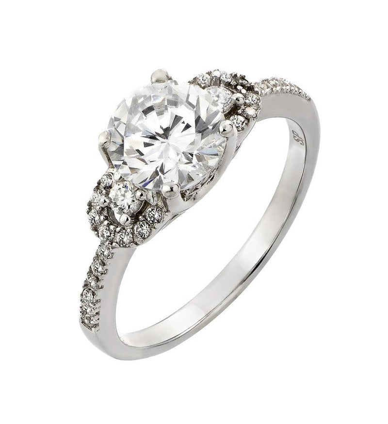 Silver 925 Rhodium Plated Past Present Future CZ Ring - STR00930 | Silver Palace Inc.