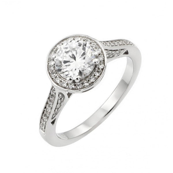Silver 925 Rhodium Plated Micro Pave Clear Round CZ Wedding Ring - STR00934 | Silver Palace Inc.
