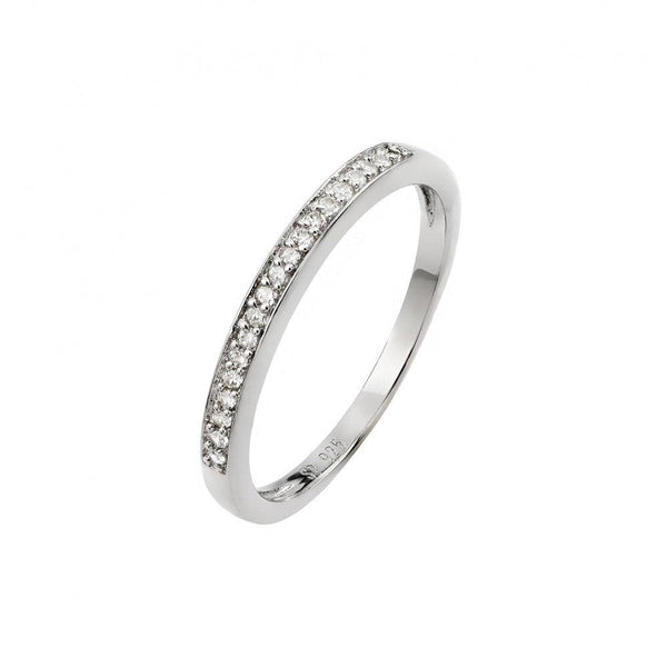 Silver 925 Rhodium Plated Small Round CZ Band Ring - STR00938 | Silver Palace Inc.