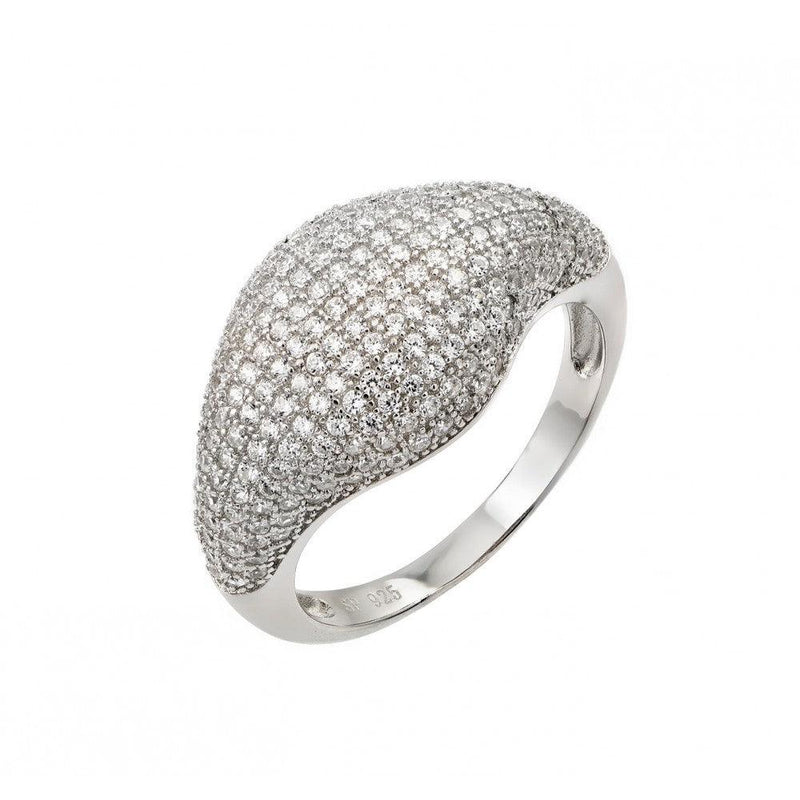 Silver 925 Rhodium Plated Graduated Micro Pave Clear CZ Ring - STR00941 | Silver Palace Inc.