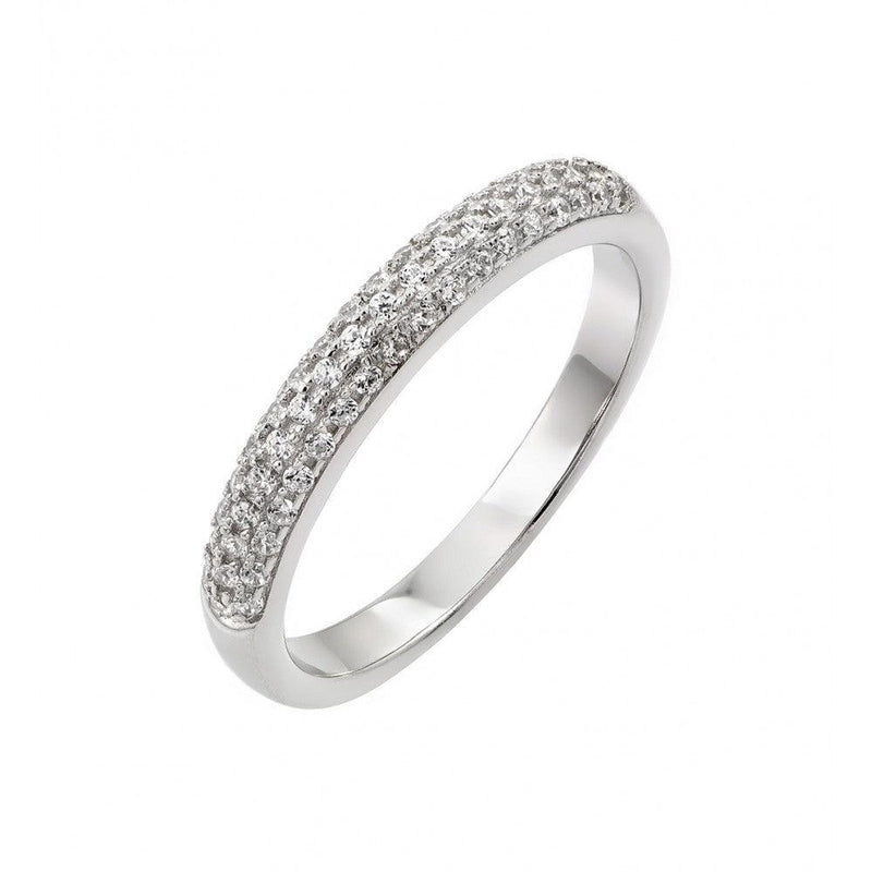 Silver 925 Rhodium Plated Micro Pave CZ Ring - STR00948 | Silver Palace Inc.