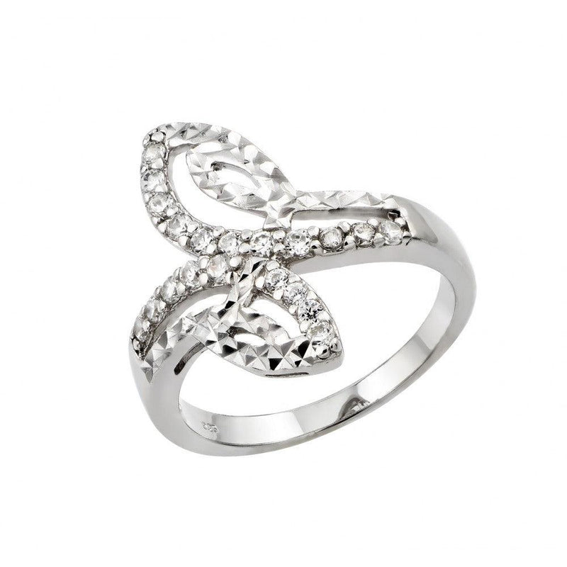 Silver 925 Rhodium Plated Clear CZ Filigree Ring - STR00951 | Silver Palace Inc.