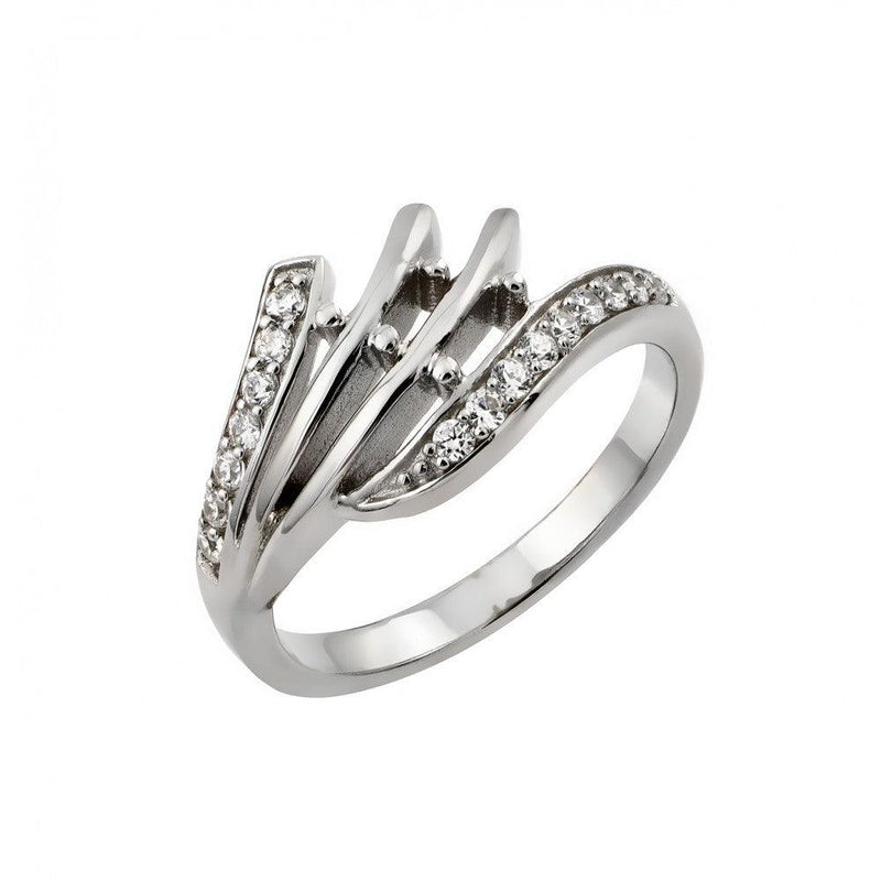 Silver 925 Rhodium Plated Clear CZ Inlay Ring - STR00961 | Silver Palace Inc.