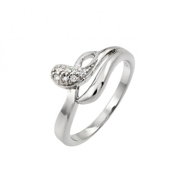 Silver 925 Rhodium Plated Clear Pave Set CZ Snake Ring - STR00969 | Silver Palace Inc.
