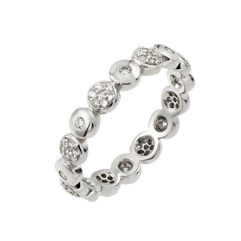Silver 925 Rhodium Plated Clear CZ Inlay Circle Eternity Ring - STR00973 | Silver Palace Inc.