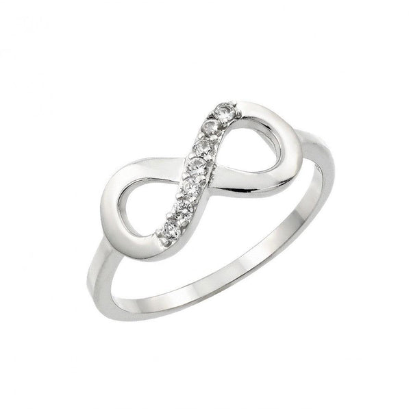 Silver 925 Rhodium Plated Infinity Eight Round Clear CZ Ring - STR01000 | Silver Palace Inc.