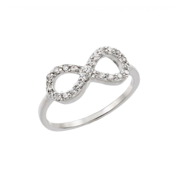 Silver 925 Rhodium Plated Infinity Eight Round Clear CZ Ring - STR01001 | Silver Palace Inc.