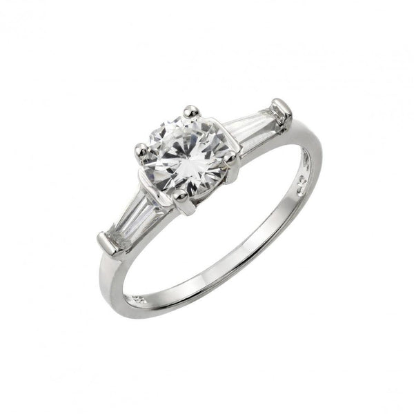 Silver 925 Rhodium Plated Round CZ Ring - STR01005 | Silver Palace Inc.