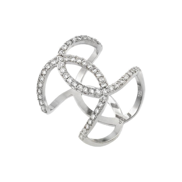 Rhodium Plated 925 Sterling Silver Knotted CZ Ring - STR01008 | Silver Palace Inc.