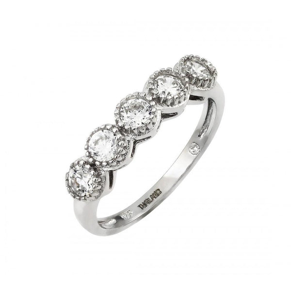 Silver 925 Rhodium Plated 5 Clear CZ Cluster Ring - STR01010 | Silver Palace Inc.