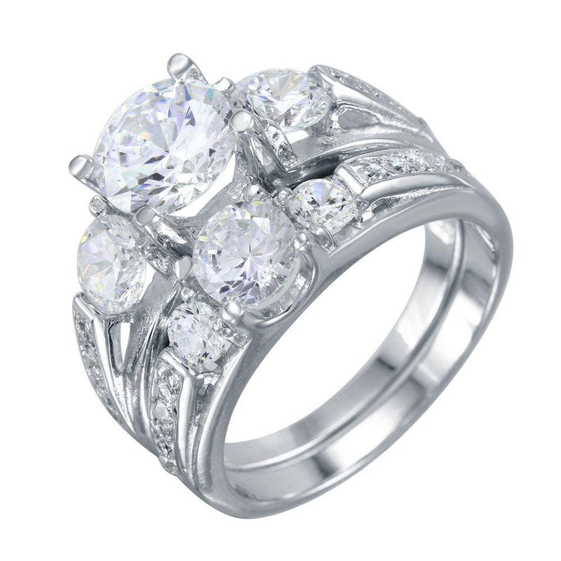 Silver 925 Rhodium Plated Stackable CZ Rings - STR01018 | Silver Palace Inc.