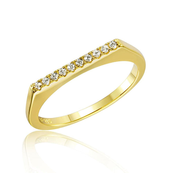 Silver 925 Gold Plated Stackable Flat Top CZ Ring - STR01047GP | Silver Palace Inc.