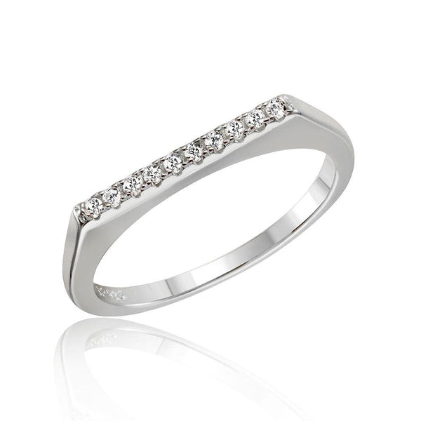 Silver 925 Rhodium Plated Stackable Flat Top CZ Ring - STR01047RH | Silver Palace Inc.