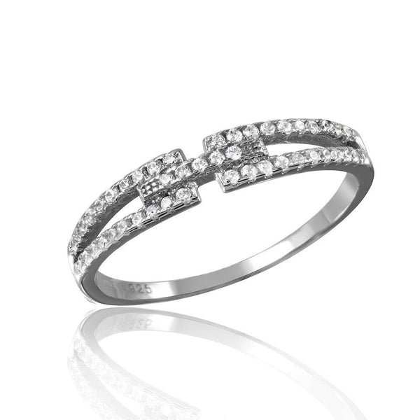 Silver 925 Rhodium Plated Open Shank CZ Ring - STR01056 | Silver Palace Inc.