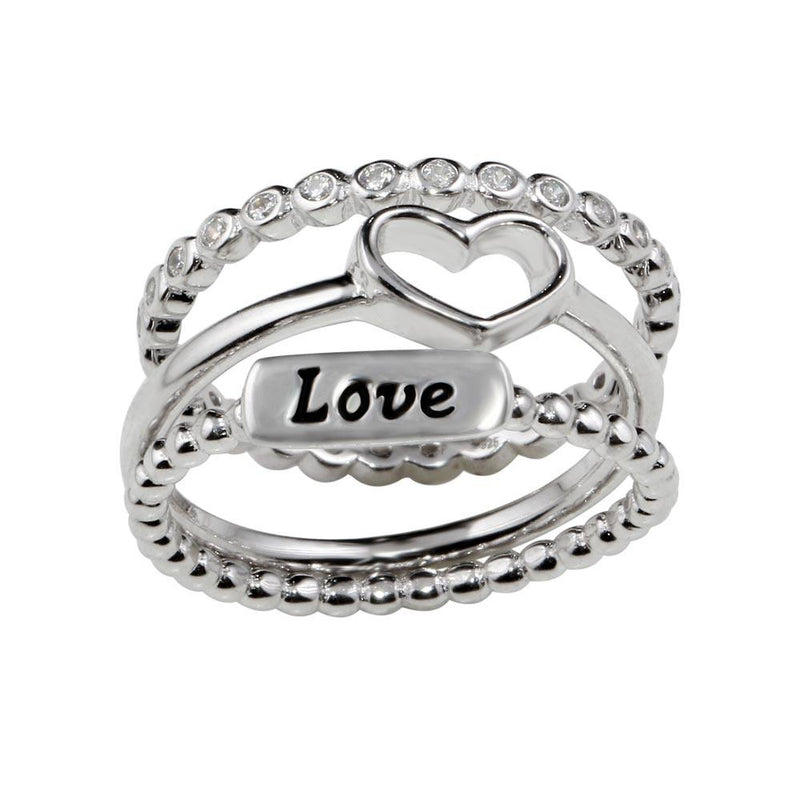 Silver 925 Rhodium Plated Stackable Love Rings - STR01060 | Silver Palace Inc.