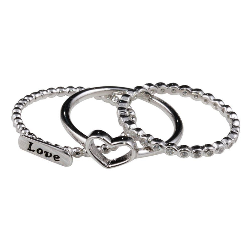 Rhodium Plated 925 Sterling Silver Stackable Love Rings - STR01060