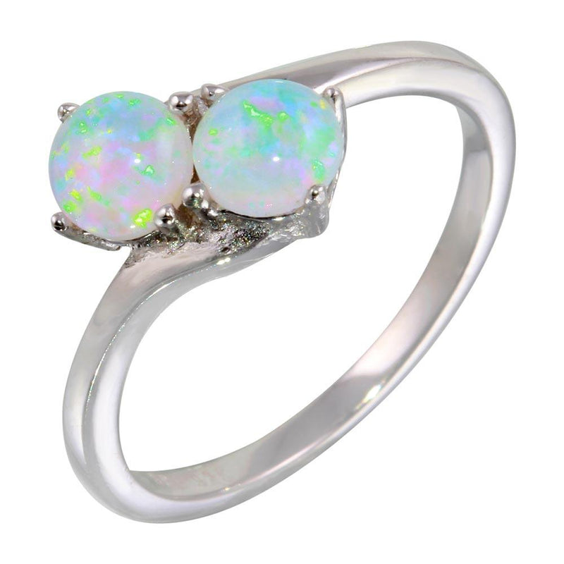 Silver 925 Rhodium Plated Twin CZ Opal Ring - STR01076 | Silver Palace Inc.