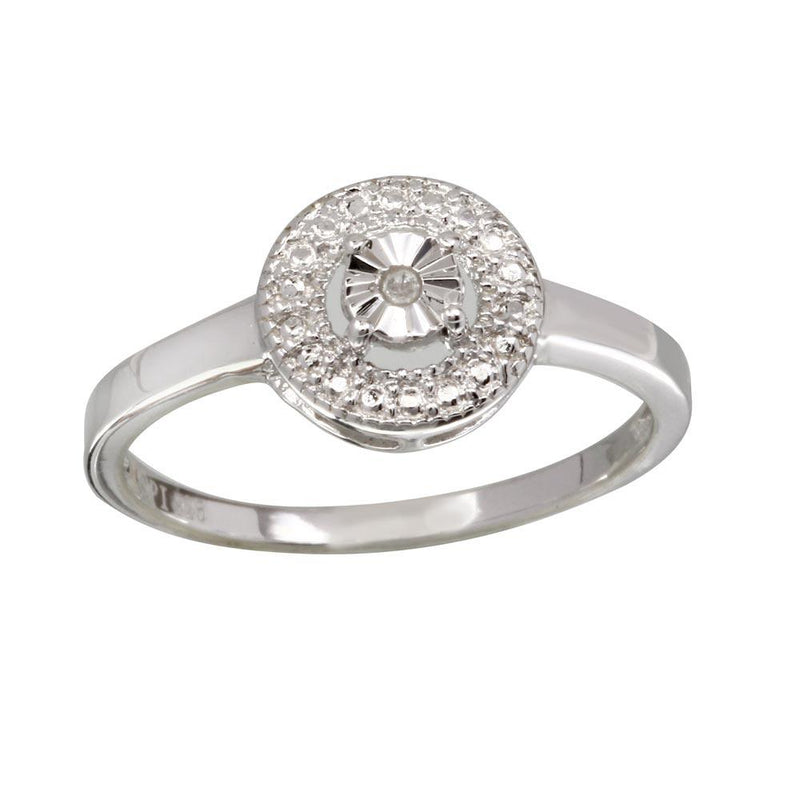 Silver 925 Rhodium Plated Round Ring - STR01081 | Silver Palace Inc.