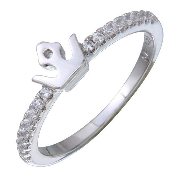 Silver 925 Rhodium Plated Mini Crown Ring with CZ - STR01089 | Silver Palace Inc.
