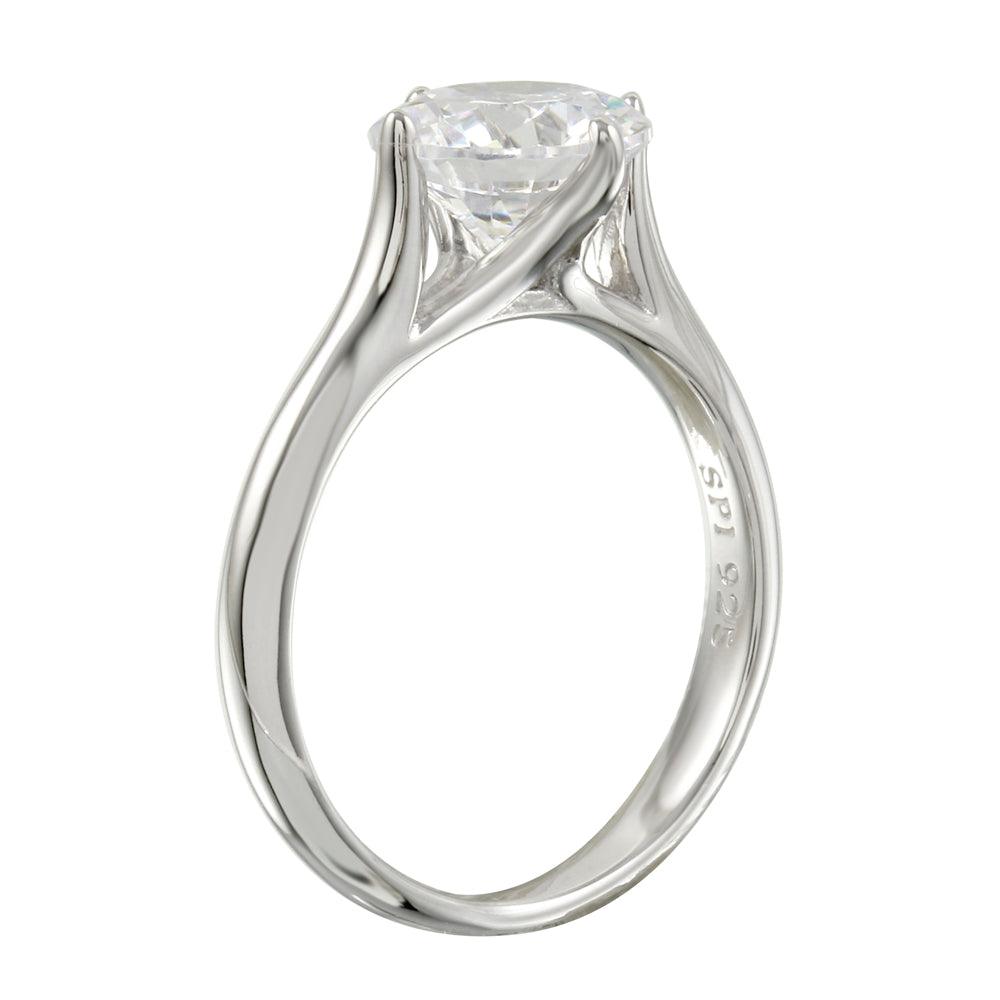 Rhodium Plated 925 Sterling Silver CZ Stone Ring - STR01095