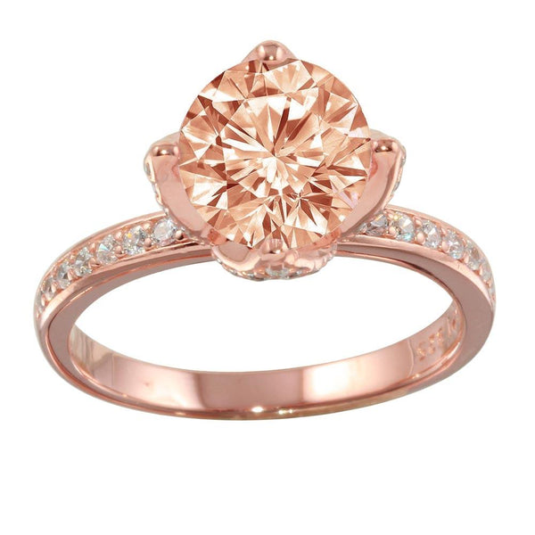 Silver 925 Rose Gold Plated CZ Ring - STR01099 | Silver Palace Inc.