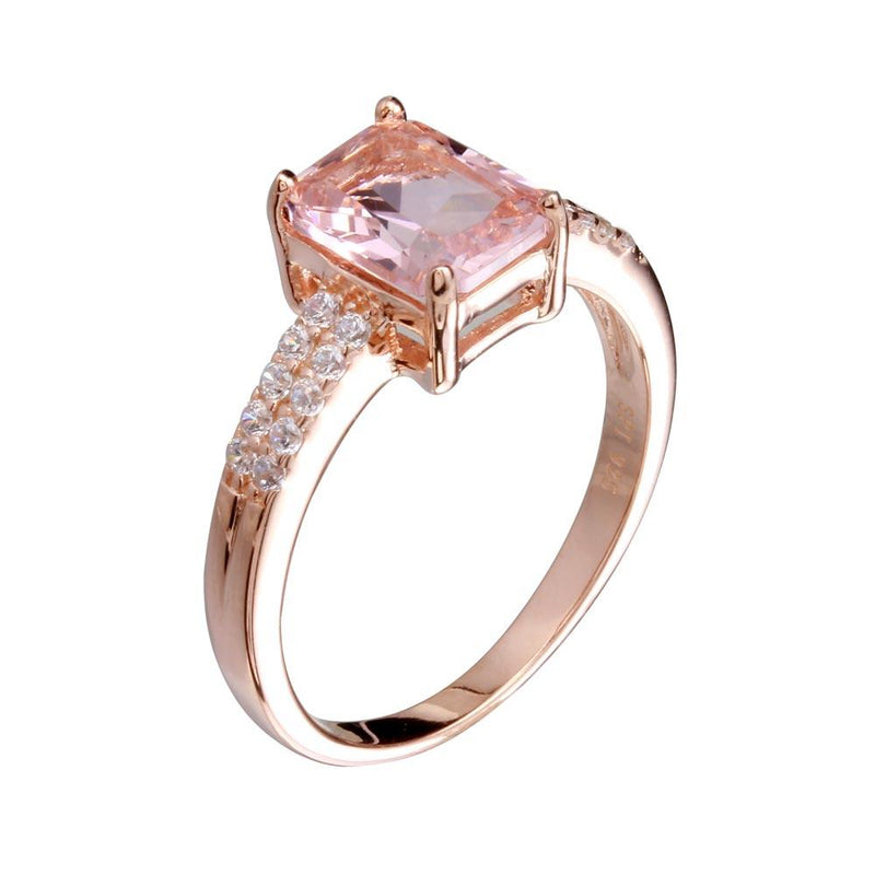Rose Gold Plated 925 Sterling Silver Pink CZ Stone Ring - STR01102