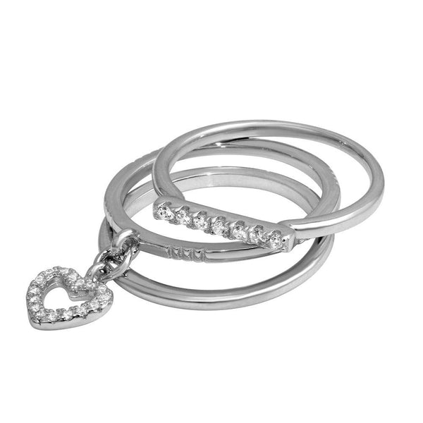 Silver 925 Stackable Hanging Heart Ring - STR01104RH | Silver Palace Inc.