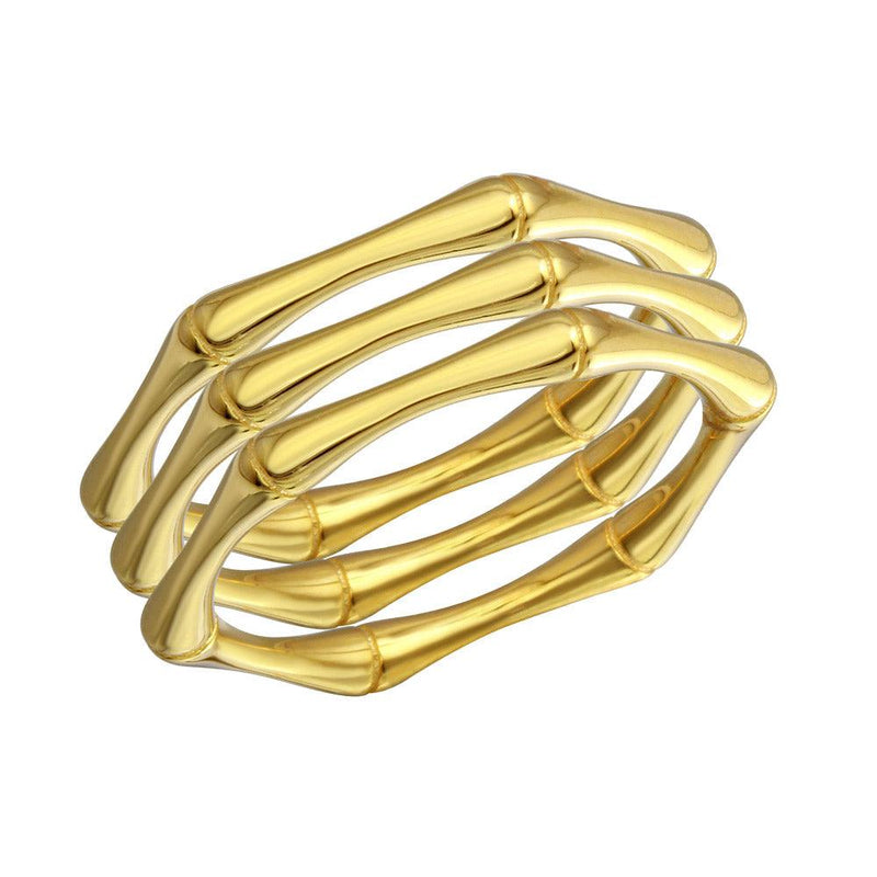 Silver 925 Gold Plated Tri Bamboo Stackable Ring - STR01105GP | Silver Palace Inc.
