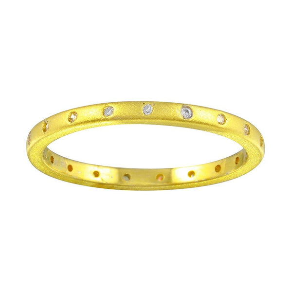 Silver 925 Matte Finish Gold Plated CZ Eternity Ring - STR01112GP | Silver Palace Inc.