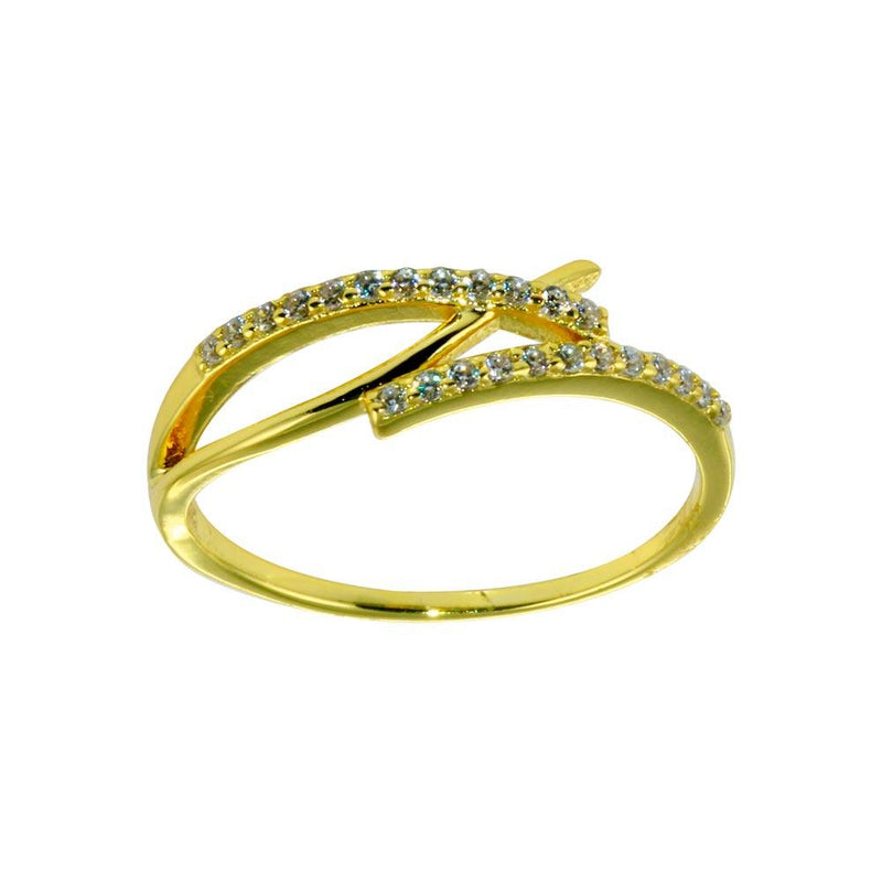 Silver 925 Gold Plated CZ Fish Ring - STR01120GP | Silver Palace Inc.