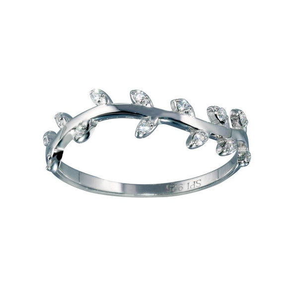 Rhodium Plated 925 Sterling Silver Vine CZ Ring - STR01122 | Silver Palace Inc.