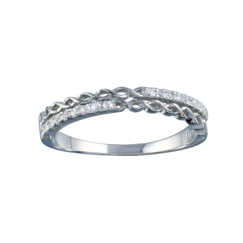 Rhodium Plated 925 Sterling Silver Micro Eternity CZ Ring - STR01124 | Silver Palace Inc.