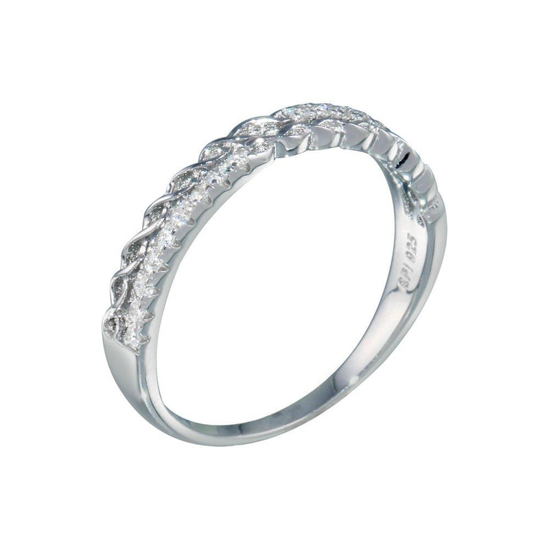 Rhodium Plated 925 Sterling Silver Micro Eternity CZ Ring - STR01124