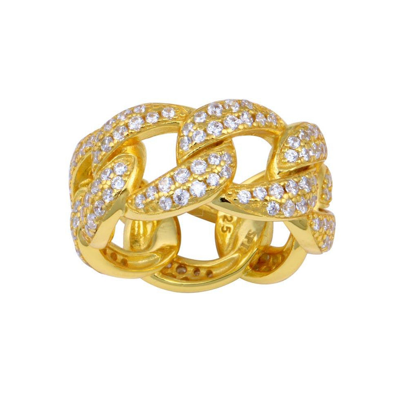 Silver 925 Gold Plated Curb Design Link Ring 9.8mm - STR01130GP | Silver Palace Inc.