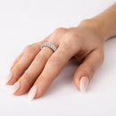 Anillo baguette de dos barras con circonitas transparentes en plata de ley 925 rodiada - STR01146