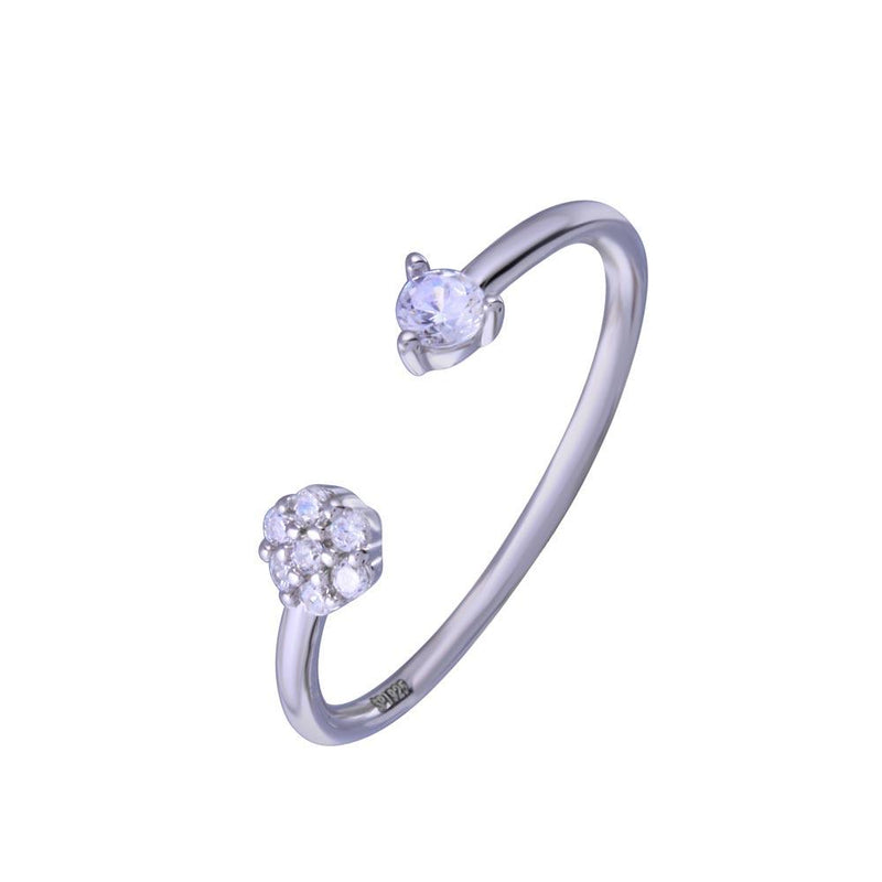 Rhodium Plated 925 Sterling Silver Flower with Clear CZ Ring - STR01149 | Silver Palace Inc.