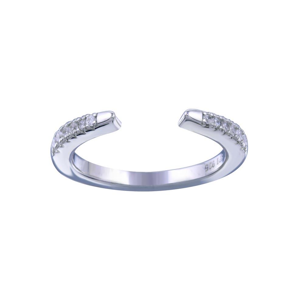 Rhodium Plated 925 Sterling Silver Open CZ Band Ring - STR01153 | Silver Palace Inc.
