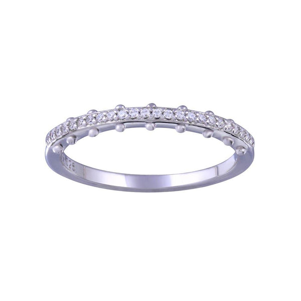 Rhodium Plated 925 Sterling Silver Half Eternity Clear CZ Ring - STR01154 | Silver Palace Inc.