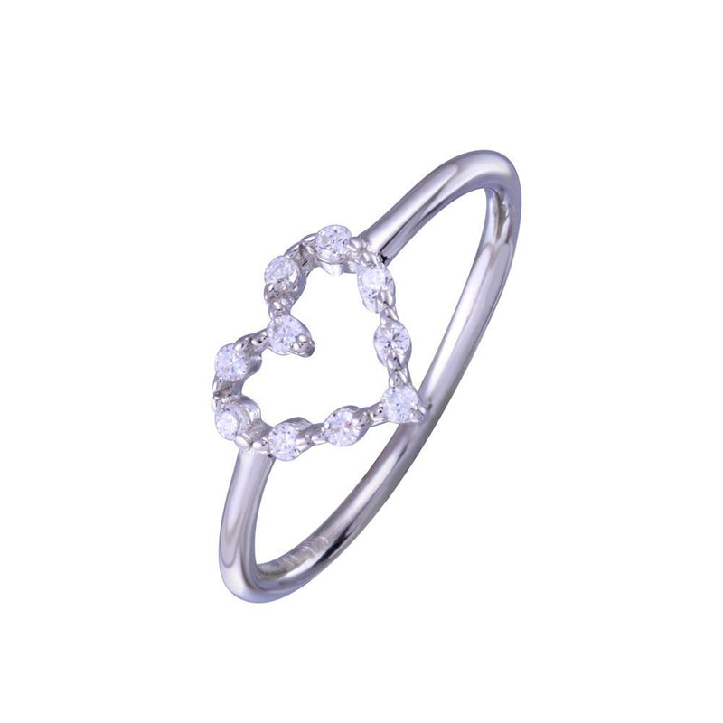 Rhodium Plated 925 Sterling Silver Heart Clear CZ Ring - STR01158