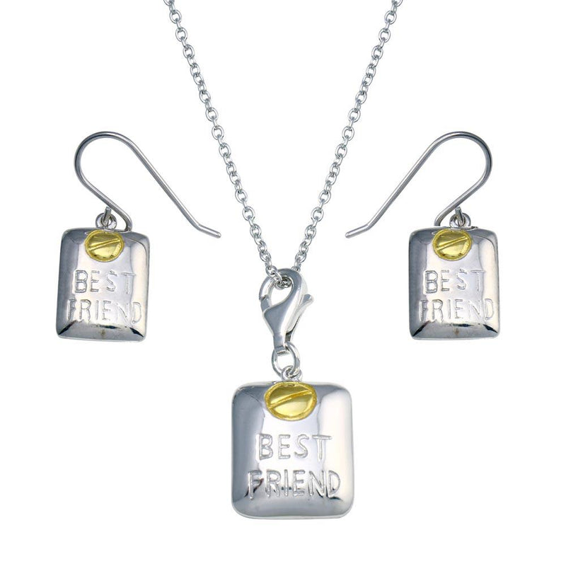 Closeout-Silver 925 Gold and Rhodium Plated Best Friend Set - STS00150 | Silver Palace Inc.