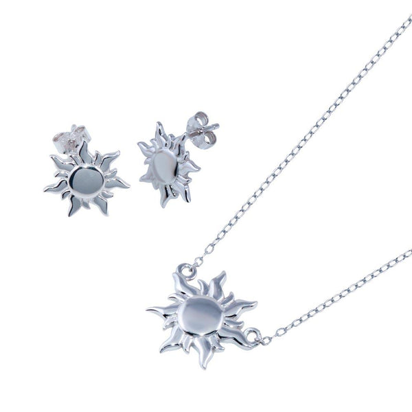 Rhodium Plated 925 Sterling Silver Sun Charm Set - STS00547 | Silver Palace Inc.