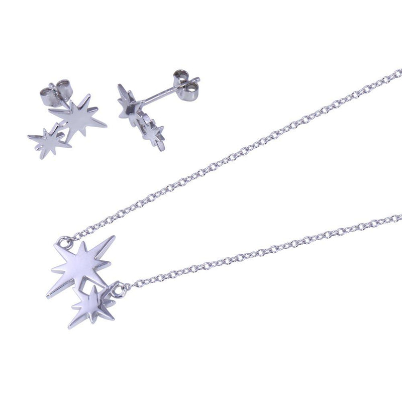 Rhodium Plated 925 Sterling Silver Northstar Charm Set - STS00548 | Silver Palace Inc.