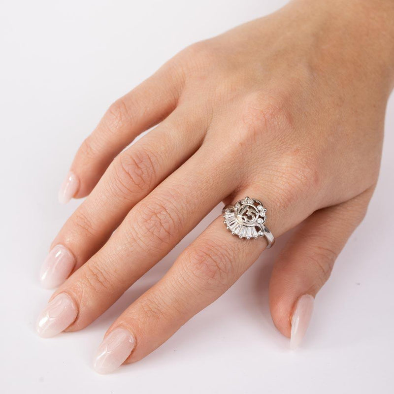 Silver 925 Rhodium Plated 15 Ring with CZ - TMR00005