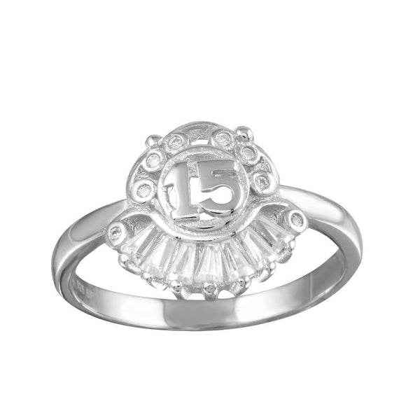 Silver 925 Rhodium Plated 15 Ring with CZ - TMR00005 | Silver Palace Inc.