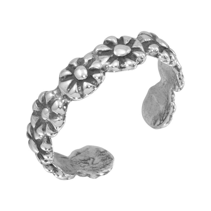 Silver 925 Flower Link Adjustable Toe Ring - TR116-A | Silver Palace Inc.