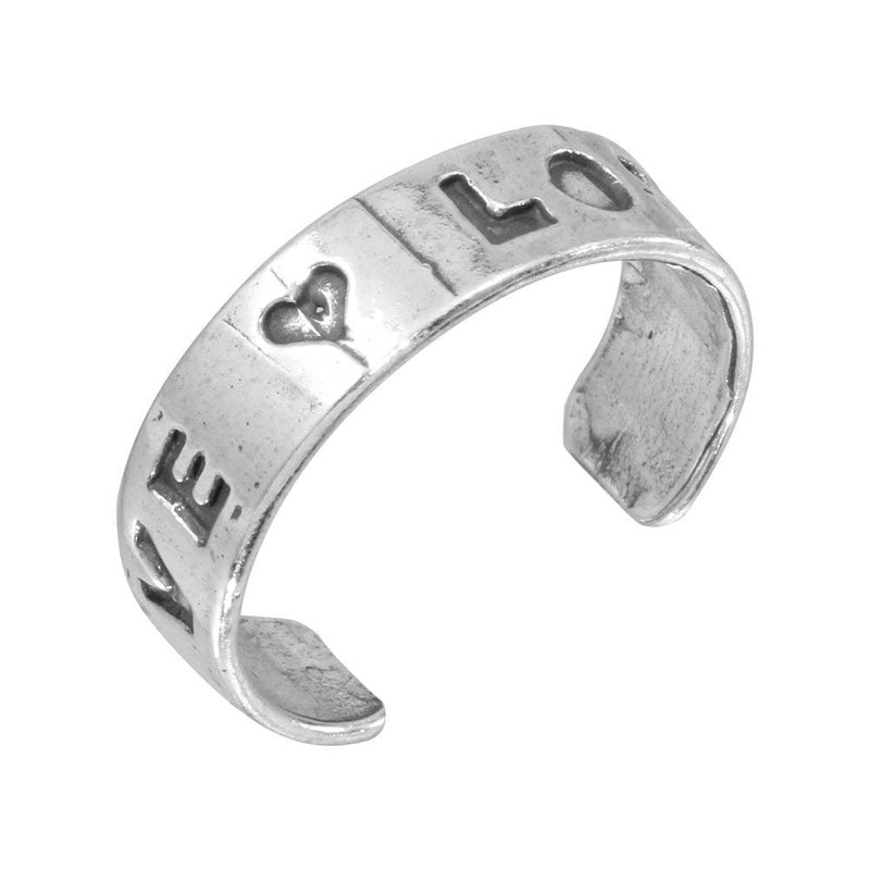 Silver 925 Engraved Love Adjustable Toe Ring - TR147-A | Silver Palace Inc.