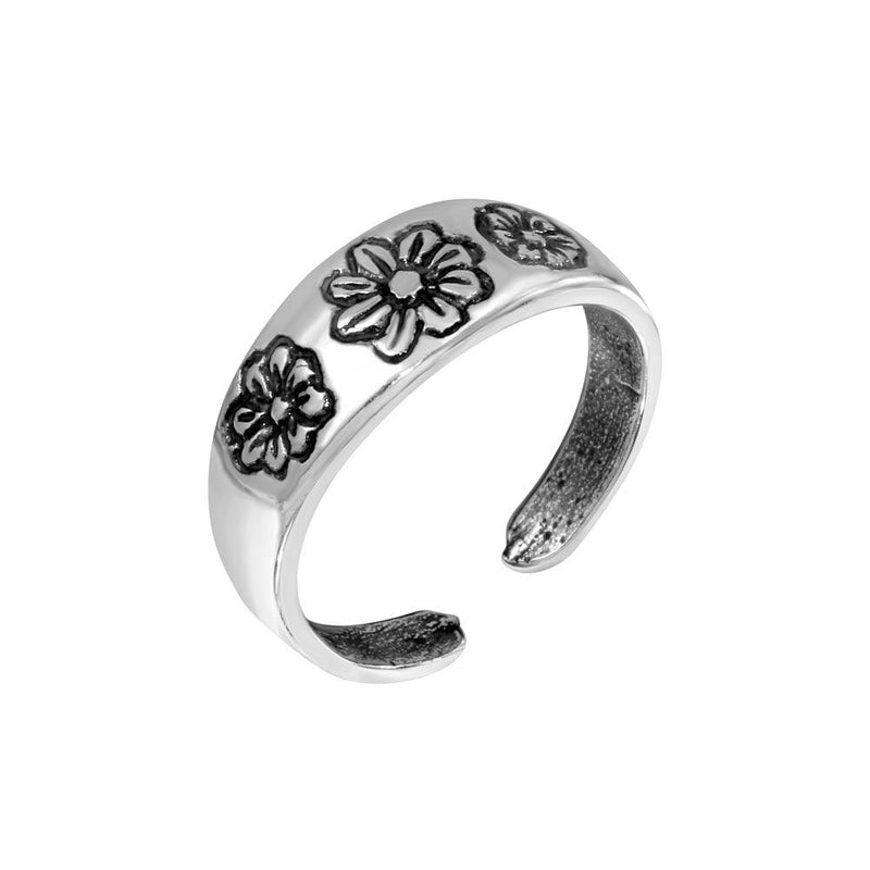 Silver 925 Multi Flower Adjustable Toe Ring - TR164-A | Silver Palace Inc.