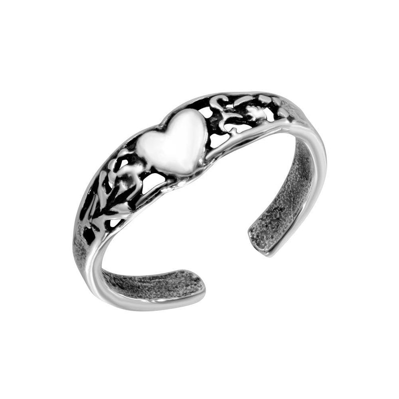 Silver 925 Center Heart Toe Ring - TR182-A | Silver Palace Inc.
